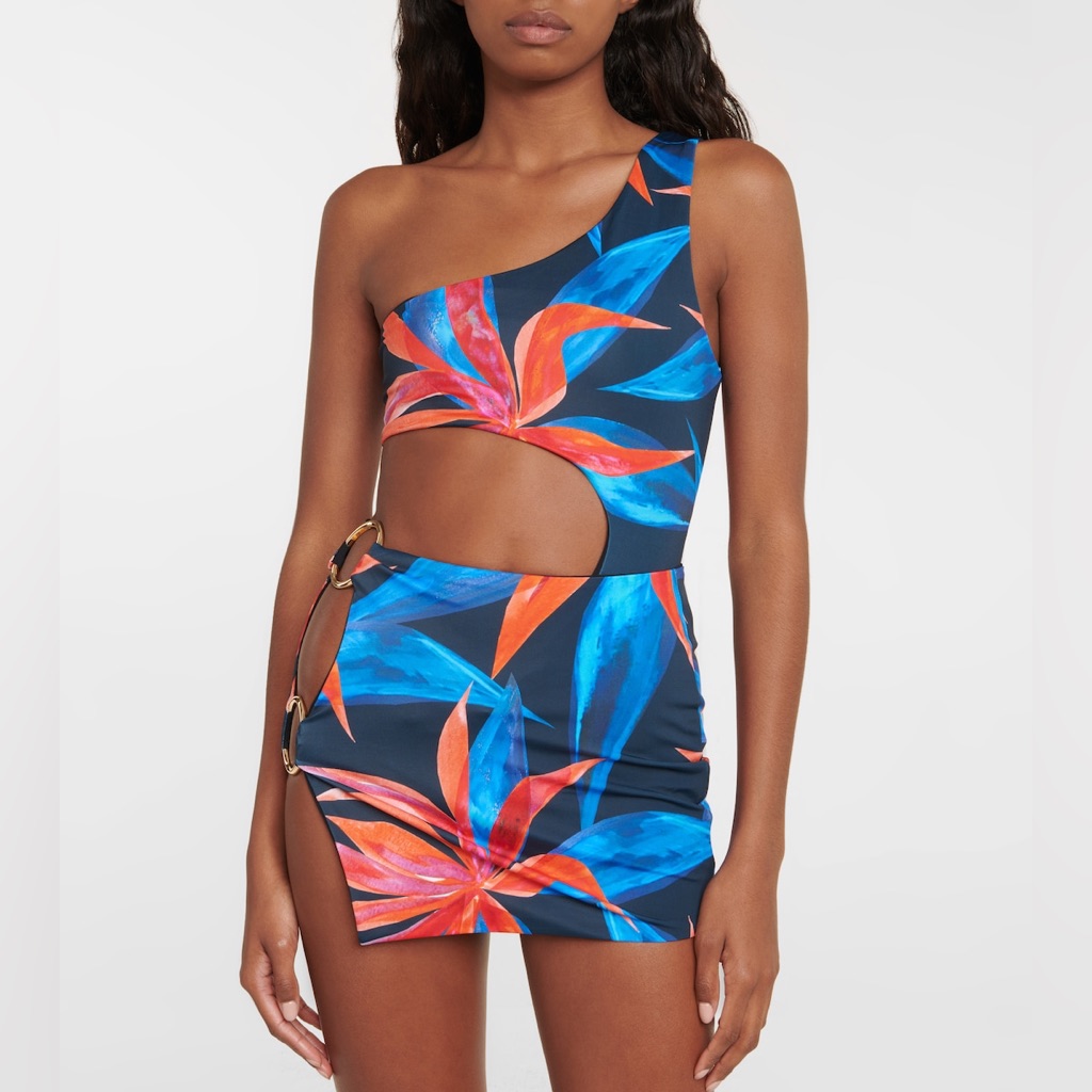 Louisa Ballou “Half Moon” Cut-Out Swimsuit Plus Cover Up (Size Xs/S)